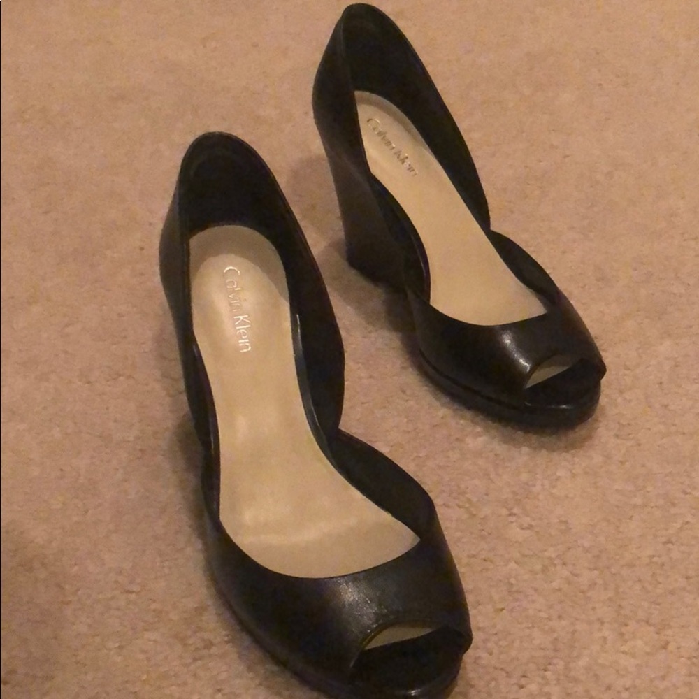 Calvin Klein Peep Toe Wedge Heels